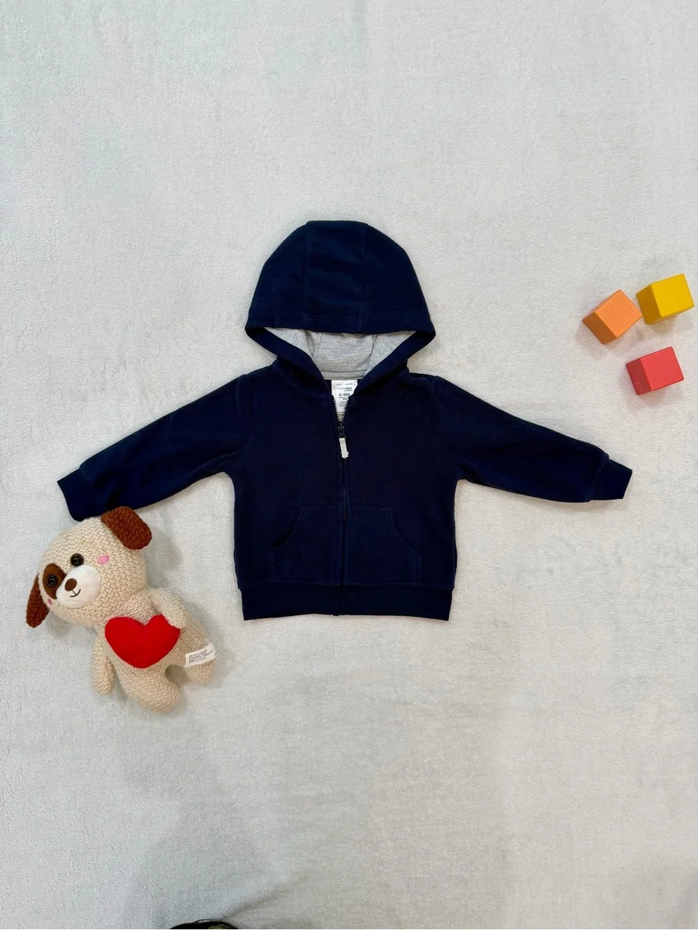 Fleece Full Zip Hoodie Set - Navy & Heather Gray